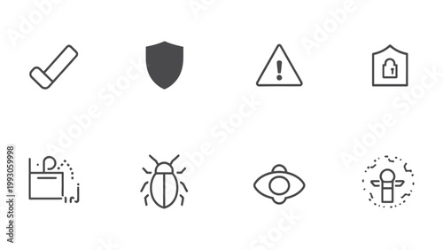 Safety Icons: A collection of various safety icons, symbolizing protection, warning, and security, essential for conveying crucial information in diverse contexts.