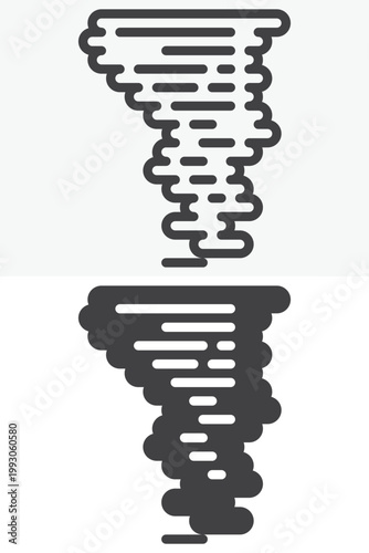 Tornado twister icon in line and solid style. Outline and filled spiral storm icon. Editable stroke vector sign symbol. Weather tornado icon for storm alert and forecast UI.