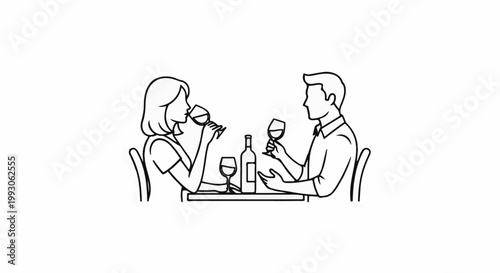 A couple enjoys a romantic dinner with wine at a table