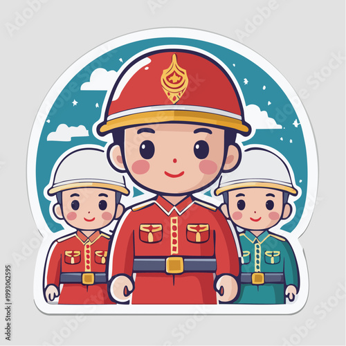 Cute Cartoon Soldiers in Uniform