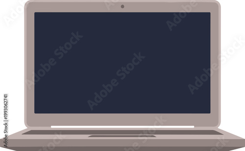 Modern open laptop computer frontal view vector illustration isolated on white background for business and technology concept