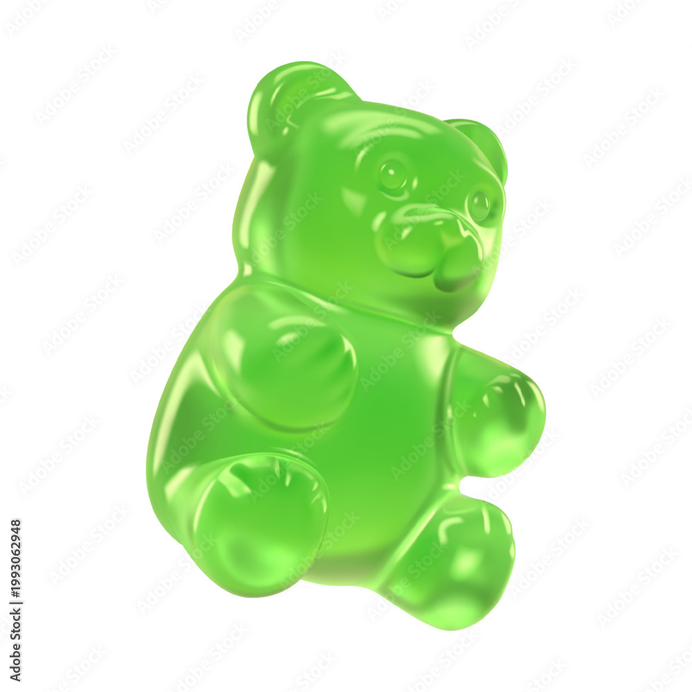 Fototapeta premium Translucent lime green gummy bear jelly candy