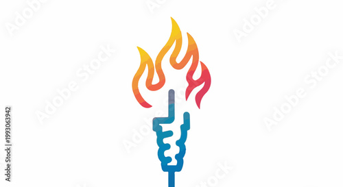 Stylized torch with flame, gradient colors, digital art