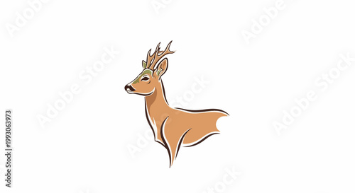 Stylized illustration of a deer's head and neck with antlers