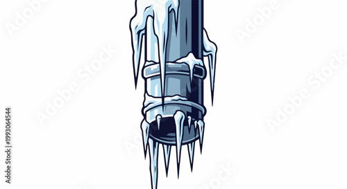 Frozen pipe with icicles hanging down