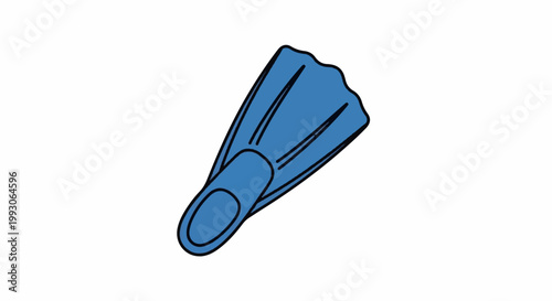 Blue flipper with black outline on white background