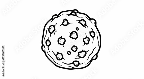 Stylized cartoon drawing of a rough, bumpy sphere with indentations