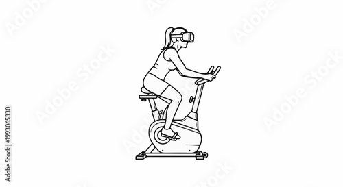 Woman on stationary bike wearing VR headset