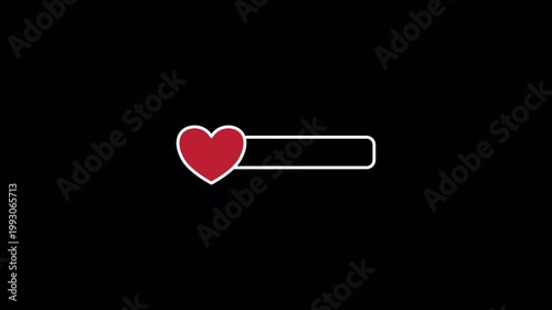 Hearts bar video game health meter overlay animation with transparent alpha channel.