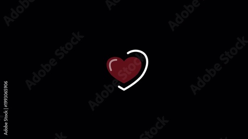 Hearts bar video game health icon overlay animation with transparent alpha channel loop.