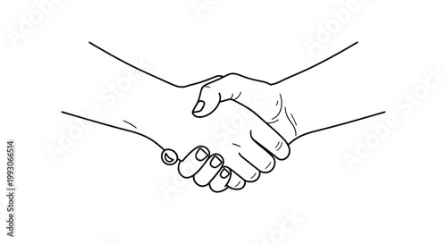 Simple sketch depicting two hands engaged in a firm handshake