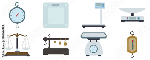 Set of Various Weighing Scales Icons