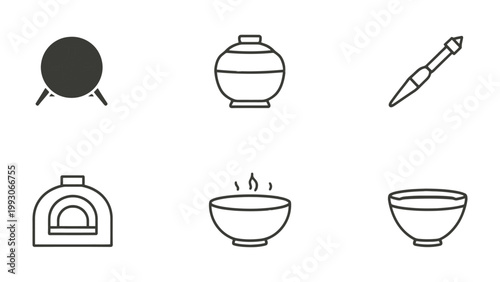 Artisan's tools: A collection of pottery tools laid out, each symbolizing the craft. This collection encapsulates the essence of the artisan process.