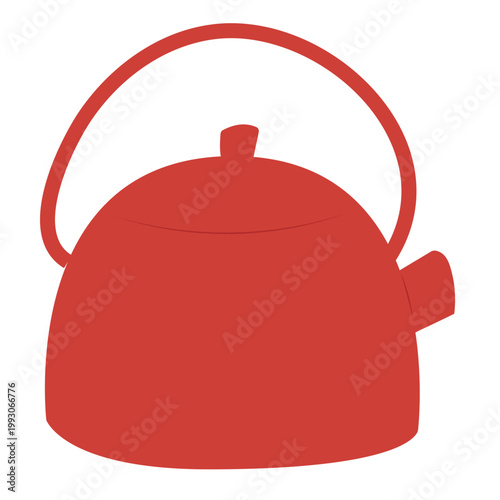 Minimalist Red Teapot Vector Illustration