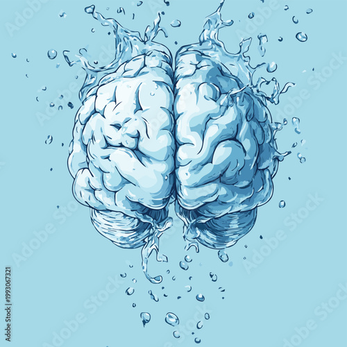 A surreal image of a brain submerged in water, symbolizing creativity and thought fluidity