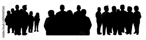 Solid black icon, white background: crowdfunding group silhouette set with simple line art design featuring simple design, minimalist, black and white with illustrations and graphics