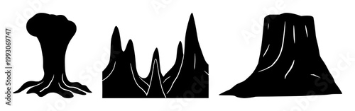 Geothermal energy heat waves icon set with solid black symbol against white background featuring geothermal, heat waves, energy, iconography with thermals and heating