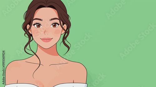 Illustrated Portrait of a Woman with Curly Hair