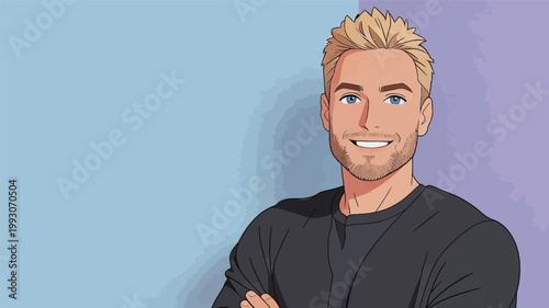 Portrait of a Smiling Man with Blonde Hair