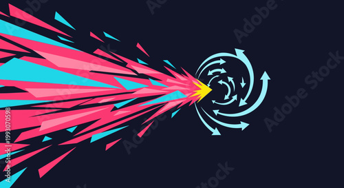 colorful cartoon windmill illustration with pink center