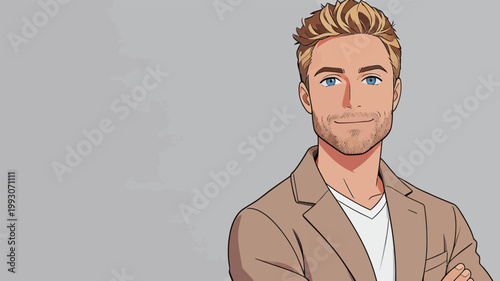 Handsome Young Man in Stylish Blazer Illustration