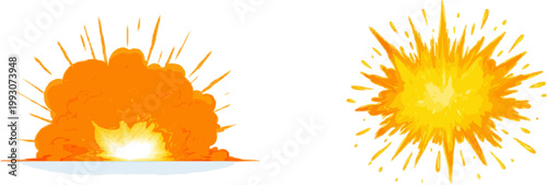 A vibrant yellow sunburst explosion in a minimalist 2D illustration style features clean, radiating triangles and solid saturated colors against a white background
