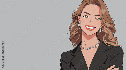 Professional Business Woman in Black Blazer with Accessories