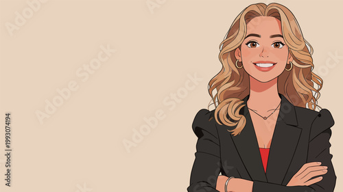 Smiling Professional Woman in Black Blazer