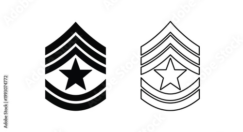 Two military chevrons one solid and one outlined silhouette