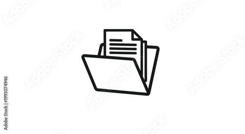 Outline icon of a document folder with a single page visible inside representing file storage and organization on a white background.