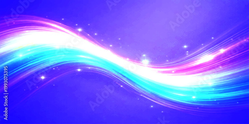 A dynamic display of abstract energy, swirling light beams and vibrant color gracefully intertwine across a gradient canvas, evoking a sense of motion and digital artistry.