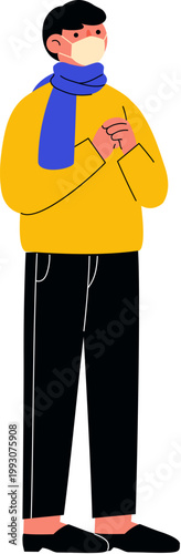 Man with mask doing fist and palm salute