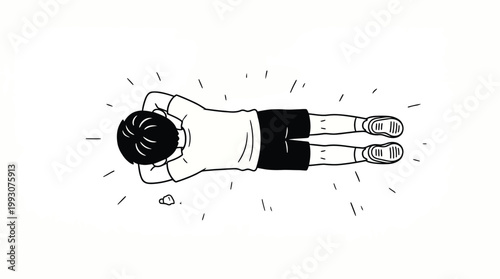 Hand-drawn illustration of a person lying down relaxed pose minimalist