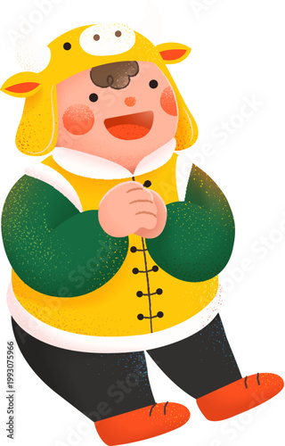 Boy wearing a cow hat