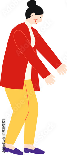 Woman is going to hug someone or greets