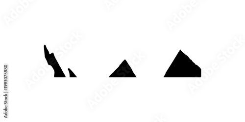 Abstract and minimalist art featuring bold black shapes with a focus on simplicity and geometric forms, a stark contrast on a crisp backdrop.