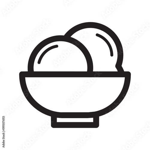 Outline dessert ice cream in a dish icon