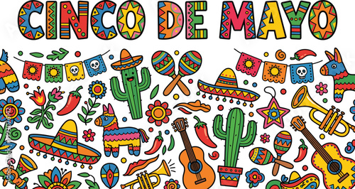 Cinco de Mayo Festive Decoration with Mexican Elements