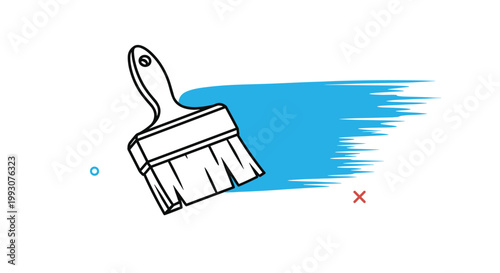 Paintbrush illustration creating a vibrant blue paint stroke against a white background representing art, DIY, and home renovation.