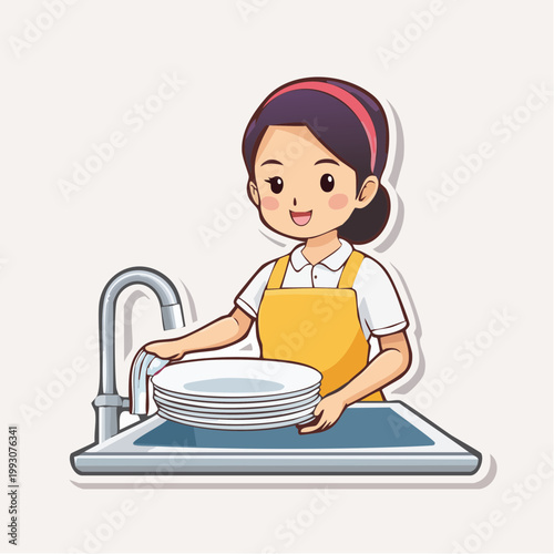 Woman Washing Dishes