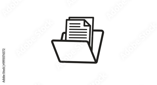 Folder icon containing a single sheet of paper with text lines and a folded corner, illustrated in a hand-drawn style.