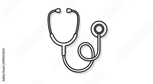 Medical stethoscope tool used by doctors and nurses is illustrated as a simple black line art icon for healthcare themes.