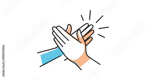Two hands are shown giving a high five with motion lines suggesting impact and success in a colorful style using blue and orange tones.