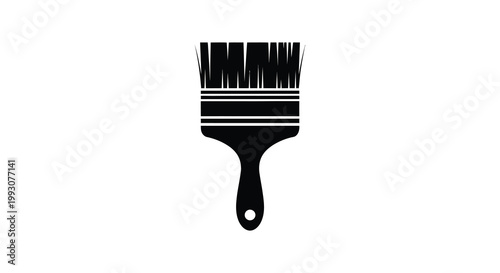 A stark black paintbrush design against a white background a bold silhouette