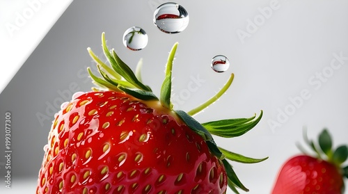 Fresh Strawberry with Water Droplets Macro Isolated on White Background, Healthy Food Concept