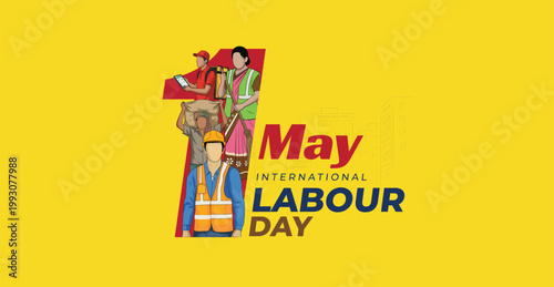 Happy Labour Day concept vector illustration. 1st May - International labor day concept. Labor safety and right at Workplace.