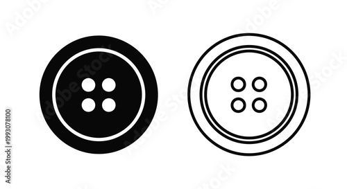 Two button icons one filled and one outlined in black and white silhouette