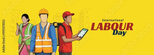 Happy Labour Day concept vector illustration. 1st May - International labor day concept. Labor safety and right at Workplace.