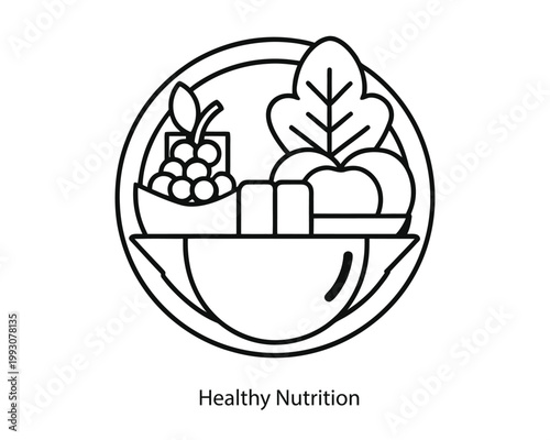 Fresh Vegetable Basket Healthy Nutrition Line Icon