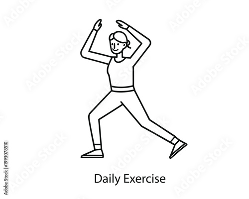 Daily Exercise and Stretching Fitness Line Icon